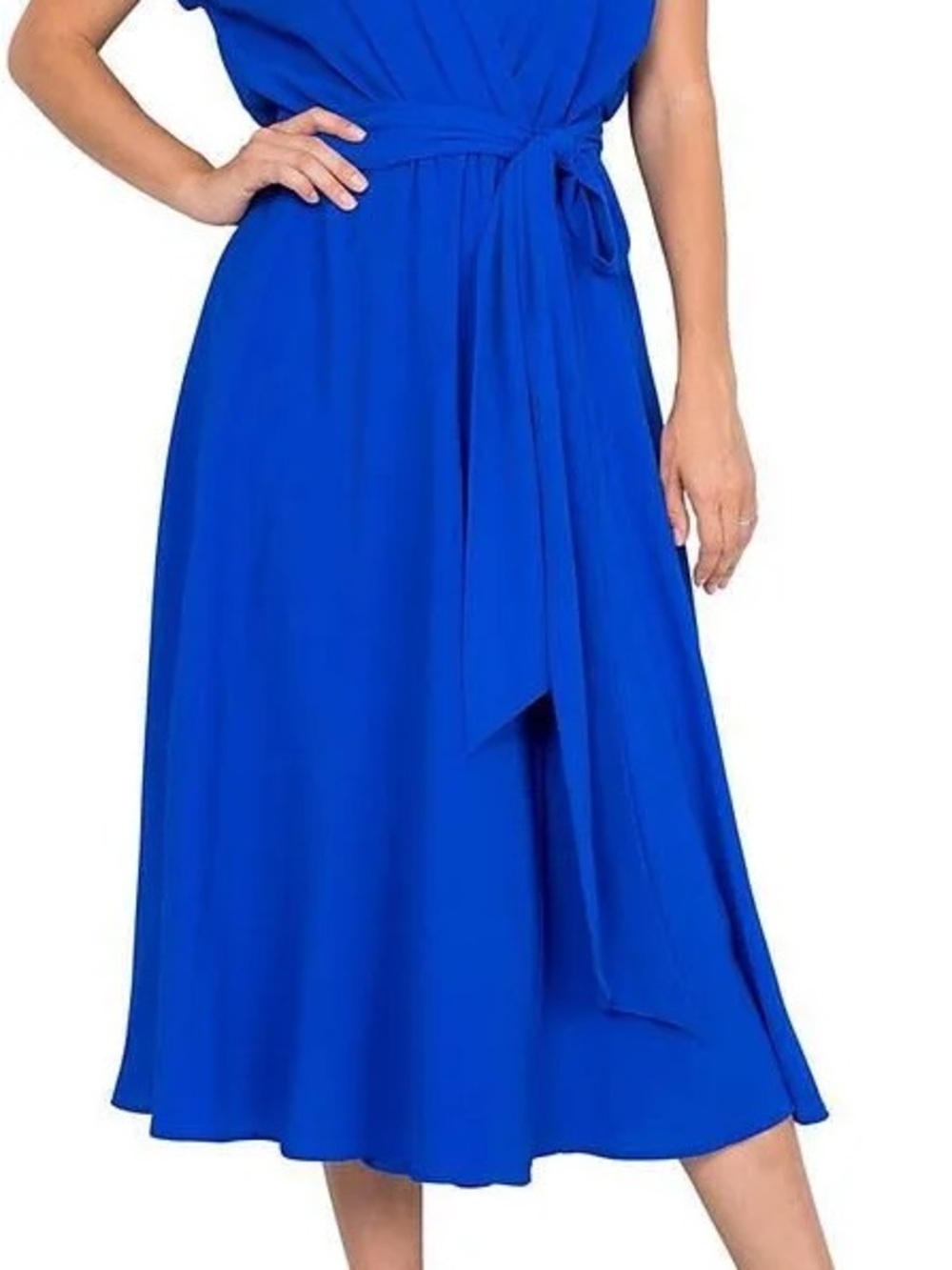 Meghan LA Cobalt Blue Midi Tie-Waist Skirt